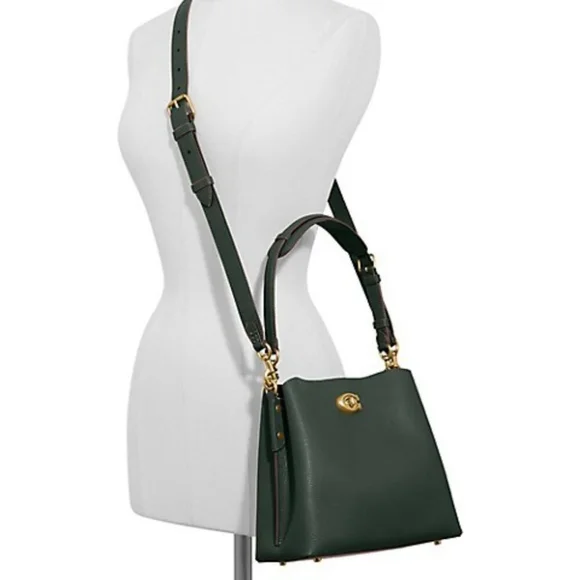 BNWT Coach Willow C2590 Brass/Amazon Green Multi Shoulder Bag In Colorblock - Picture 7 of 9